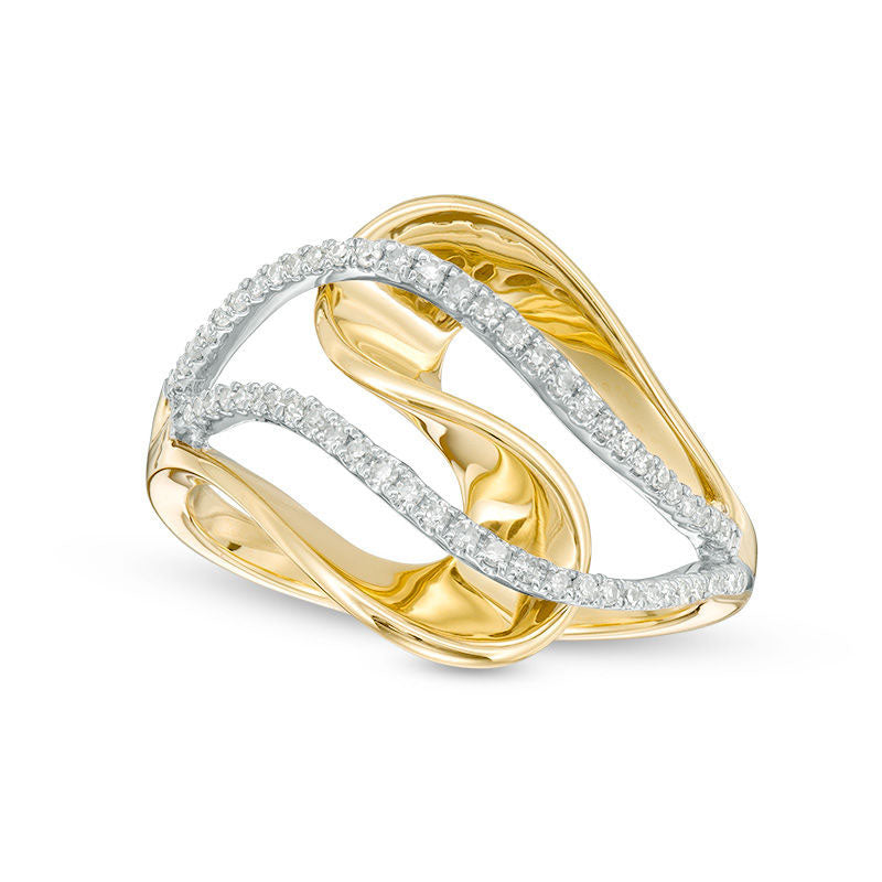 Image of ID 1 020 CT TW Natural Diamond Open Curve Ring in Solid 10K Yellow Gold