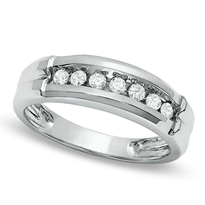 Image of ID 1 020 CT TW Natural Diamond Seven-Stone Band in Solid 14K White Gold