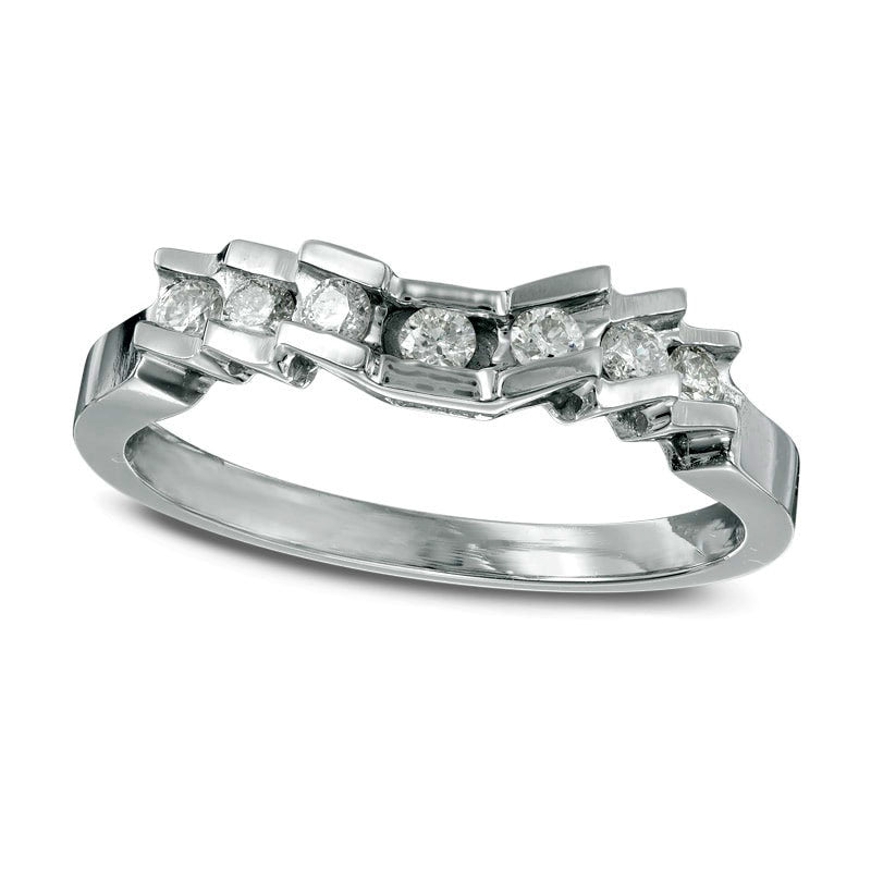 Image of ID 1 020 CT TW Natural Diamond Tapered Wedding Band in Solid 14K White Gold (I/SI2)