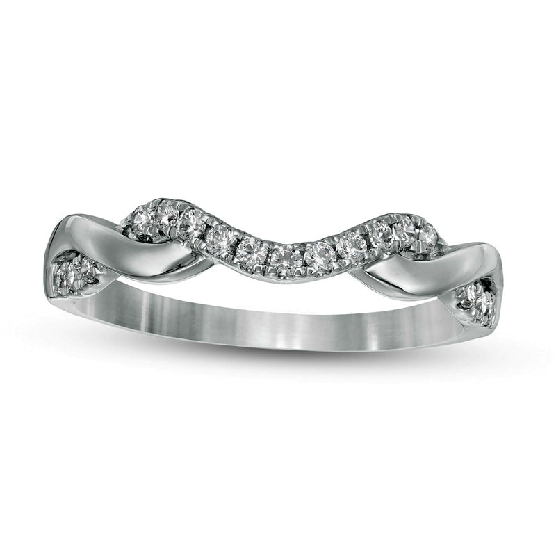 Image of ID 1 020 CT TW Natural Diamond Twist Contour Band in Solid 14K White Gold