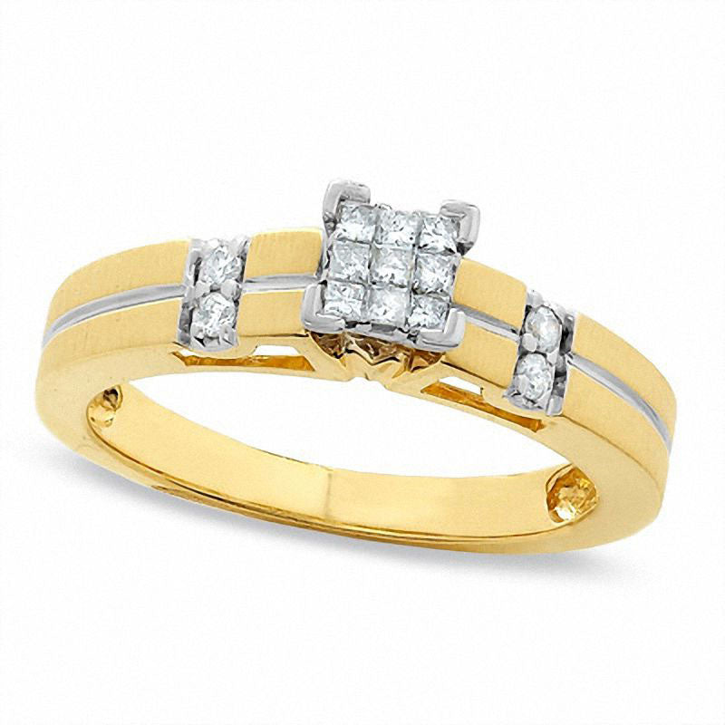 Image of ID 1 020 CT TW Princess-Cut Composite Natural Diamond Engagement Ring in Solid 14K Gold