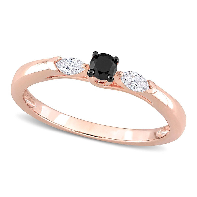 Image of ID 1 025 CT TW Black Enhanced and White Natural Diamond Promise Ring in Solid 10K Rose Gold