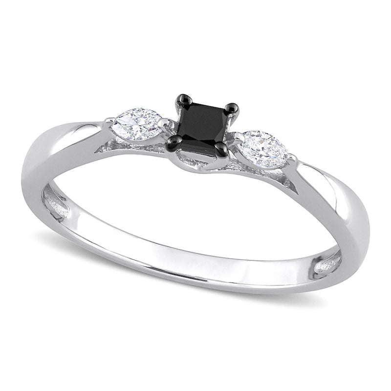 Image of ID 1 025 CT TW Black Enhanced and White Natural Diamond Promise Ring in Solid 10K White Gold