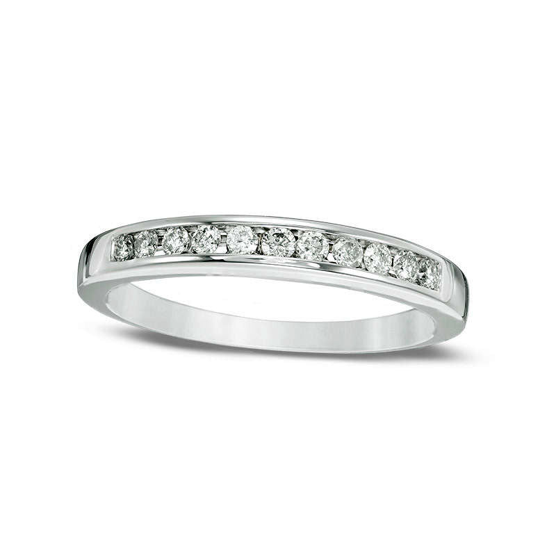 Image of ID 1 025 CT TW Certified Natural Diamond Eleven Stone Anniversary Band in Solid 14K White Gold (I/I1)