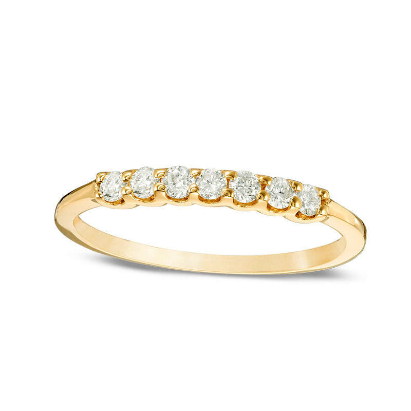 Image of ID 1 025 CT TW Certified Natural Diamond Seven Stone Wedding Band in Solid 14K Gold (I/I1)
