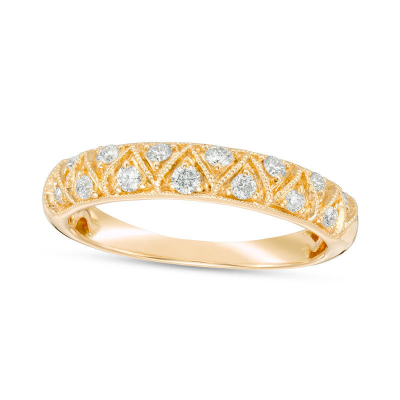 Image of ID 1 025 CT TW Certified Natural Diamond Zig-Zag Antique Vintage-Style Anniversary Band in Solid 14K Gold (I/I1)