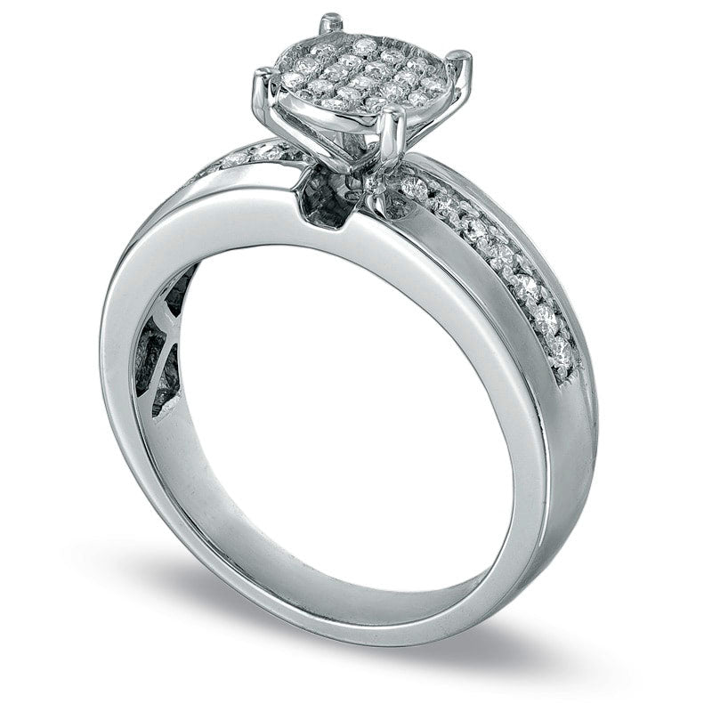 Image of ID 1 025 CT TW Composite Natural Diamond Engagement Ring in Solid 10K White Gold