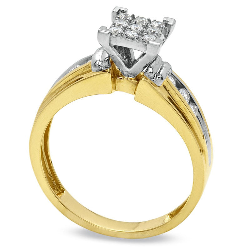 Image of ID 1 025 CT TW Composite Natural Diamond Engagement Ring in Solid 14K Two-Tone Gold
