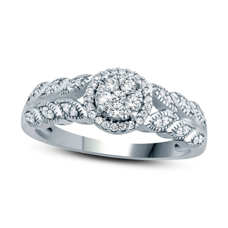 Image of ID 1 025 CT TW Composite Natural Diamond Frame Engagement Ring in Solid 10K White Gold