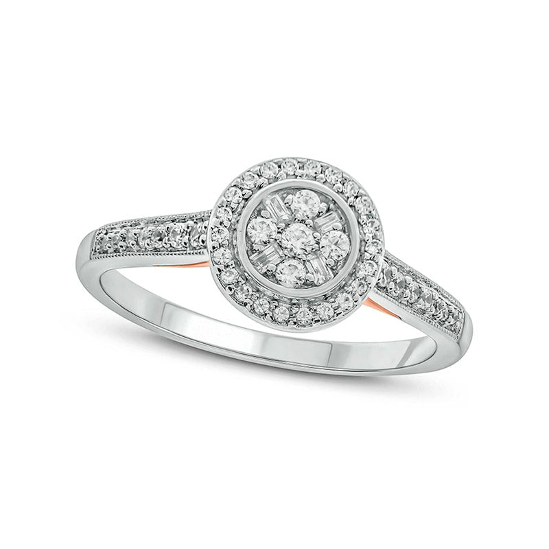 Image of ID 1 025 CT TW Composite Natural Diamond Frame Promise Ring in Solid 10K Two-Tone Gold