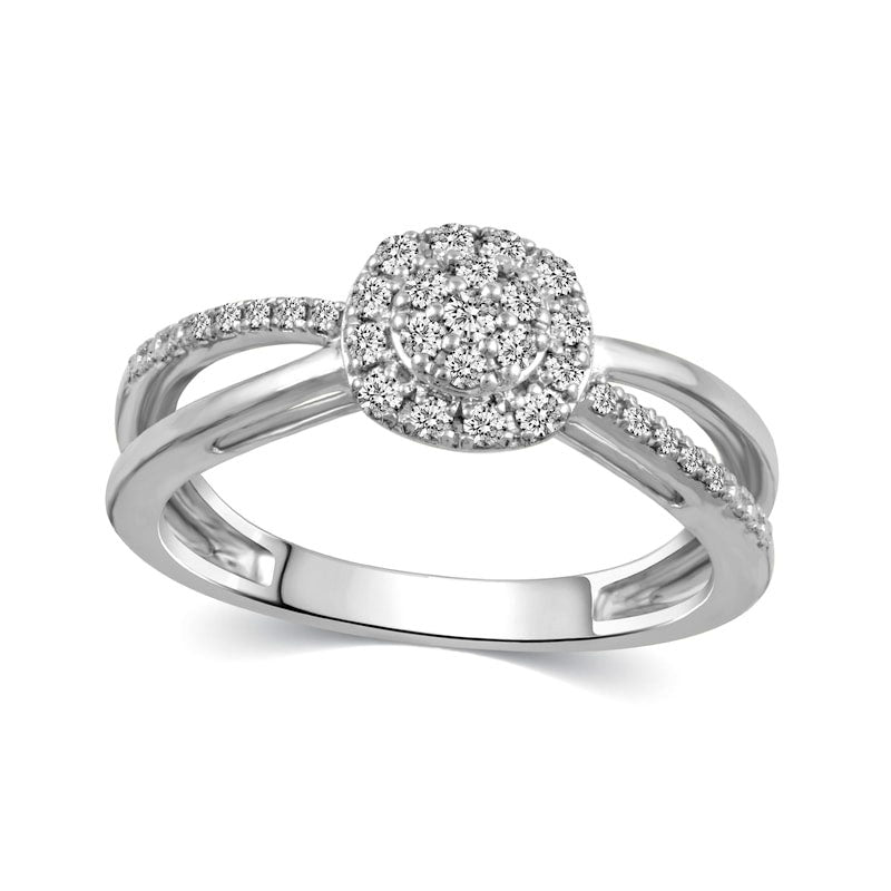 Image of ID 1 025 CT TW Composite Natural Diamond Frame Split Shank Ring in Solid 10K White Gold