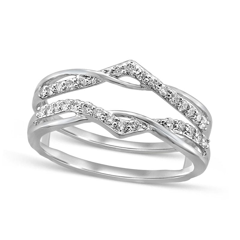 Image of ID 1 025 CT TW Natural Clarity Enhanced Diamond Chevron Solitaire Enhancer in Solid 14K White Gold