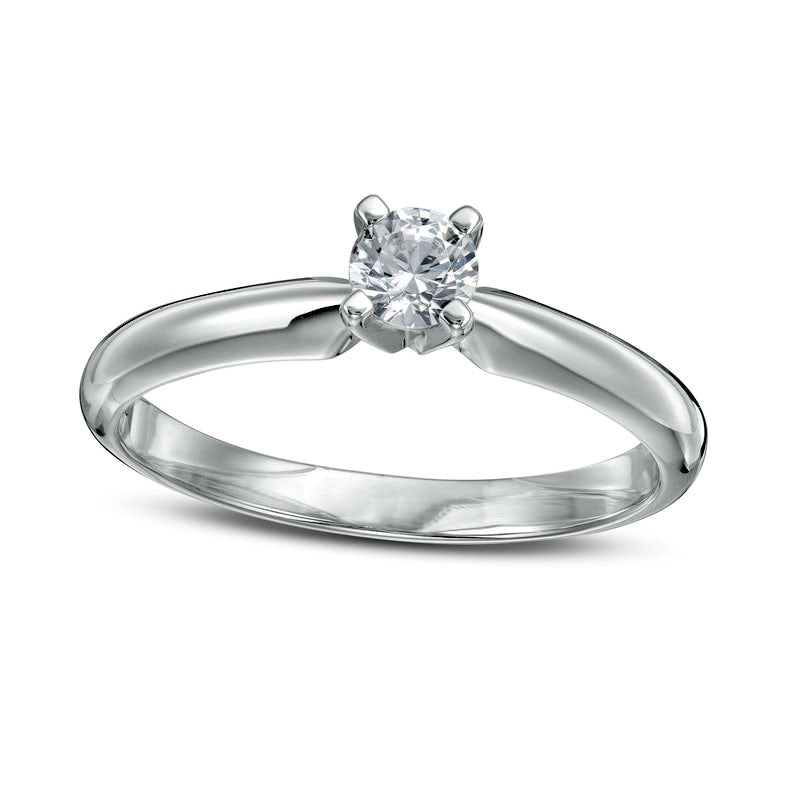 Image of ID 1 025 CT TW Natural Clarity Enhanced Diamond Solitaire Engagement Ring in Solid 14K White Gold (I/I2)