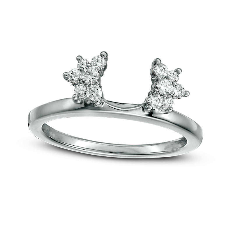 Image of ID 1 025 CT TW Natural Clarity Enhanced Diamond Starburst Solitaire Enhancer in Solid 14K White Gold