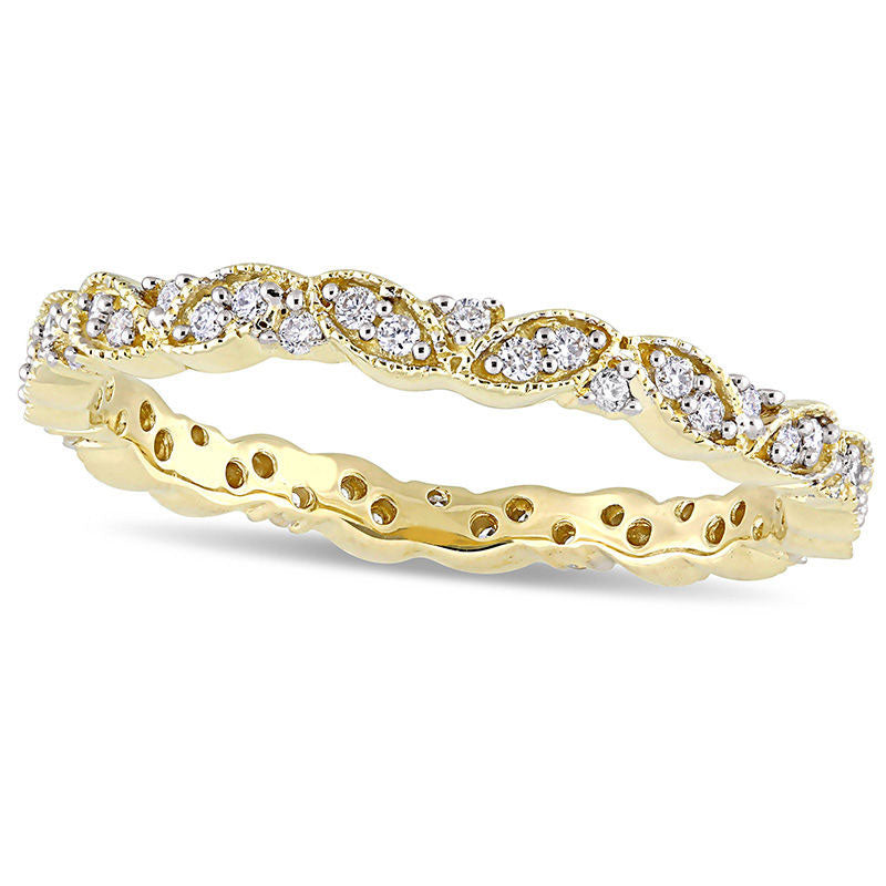Image of ID 1 025 CT TW Natural Diamond Alternating Antique Vintage-Style Eternity Wedding Band in Solid 14K Gold