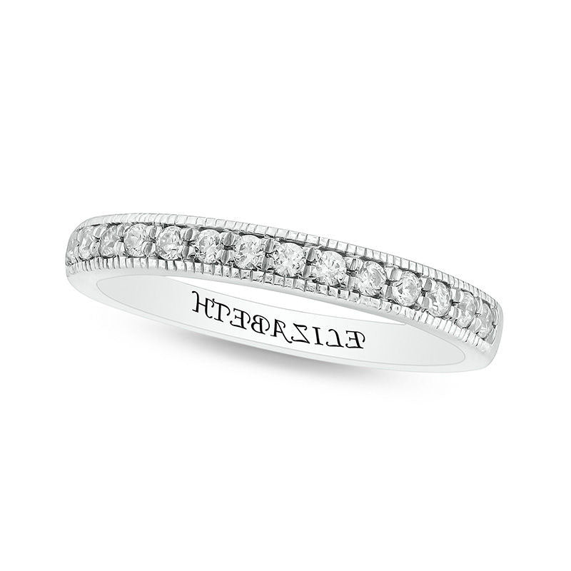 Image of ID 1 025 CT TW Natural Diamond Antique Vintage-Style Engravable Anniversary Band in Solid 10K White Yellow or Rose Gold (1 Line)