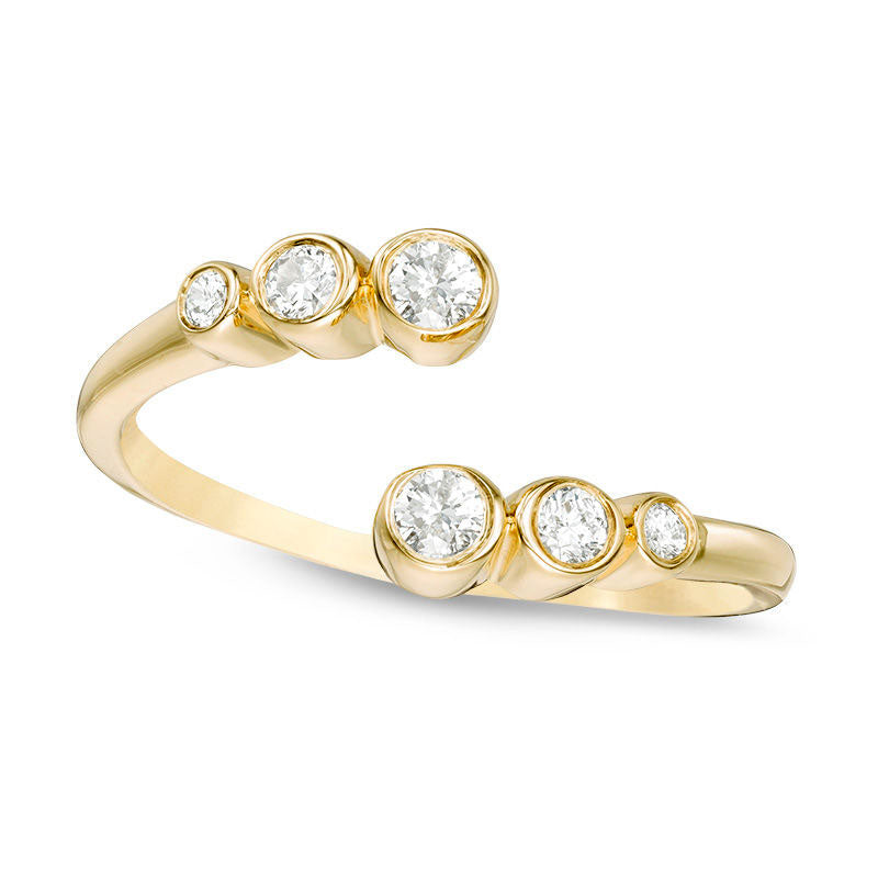 Image of ID 1 025 CT TW Natural Diamond Bypass Adjustable Open Ring in Solid 10K Yellow Gold