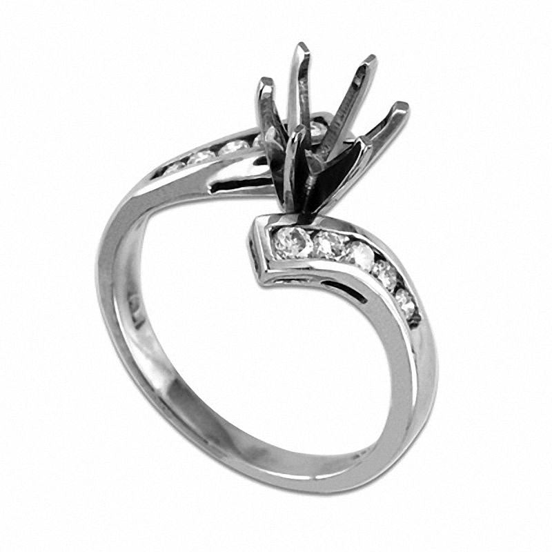 Image of ID 1 025 CT TW Natural Diamond Bypass Semi-Mount in Solid 14K White Gold