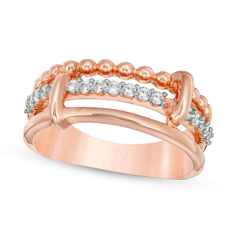 Image of ID 1 025 CT TW Natural Diamond Connected Split Ring in Solid 10K Rose Gold