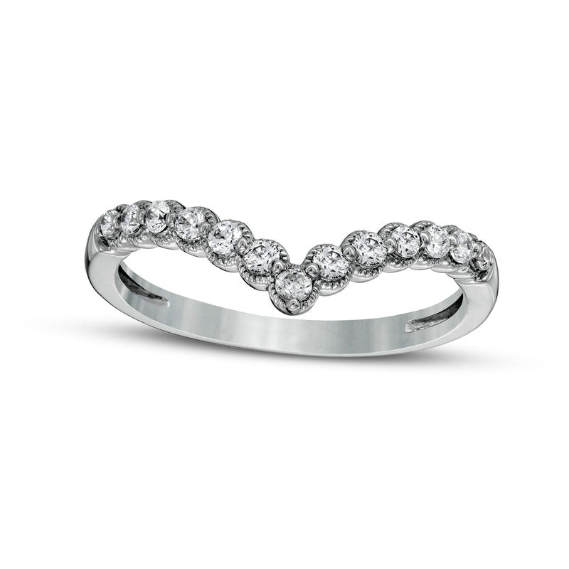 Image of ID 1 025 CT TW Natural Diamond Contour Antique Vintage-Style Anniversary Band in Solid 14K White Gold