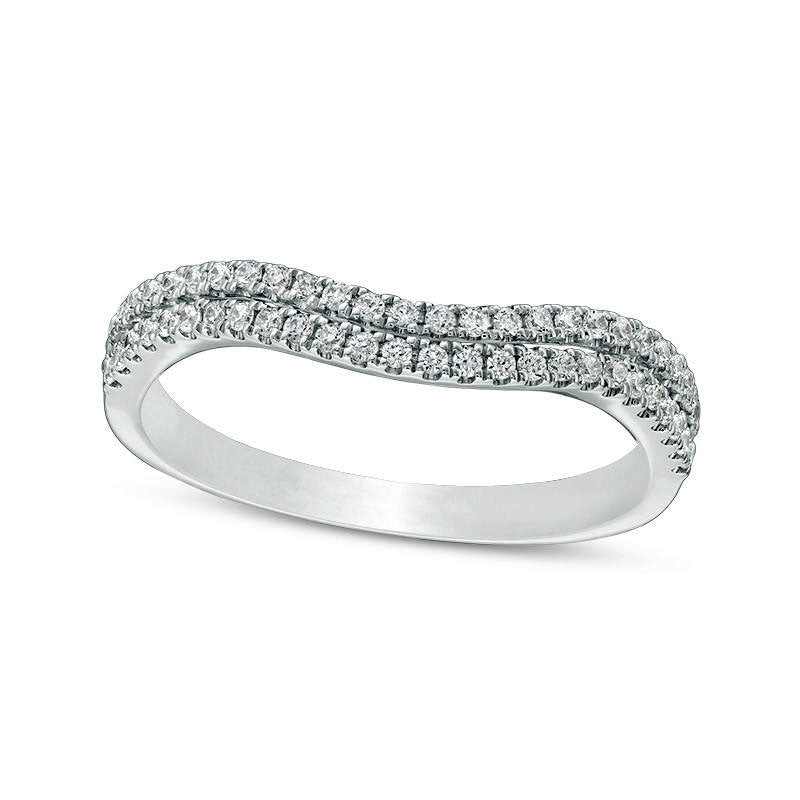 Image of ID 1 025 CT TW Natural Diamond Double Contour Anniversary Band in Solid 10K White Gold