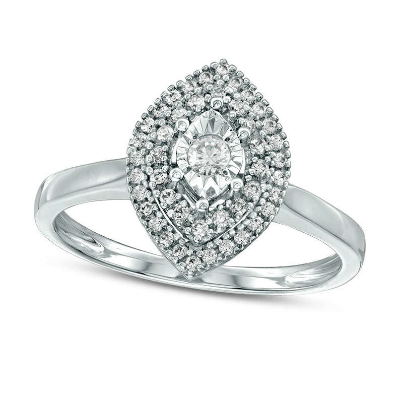 Image of ID 1 025 CT TW Natural Diamond Double Marquise Frame Engagement Ring in Solid 14K White Gold