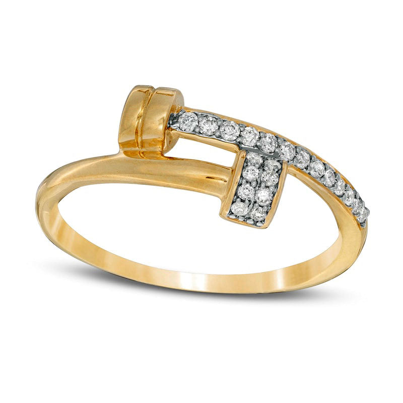 Image of ID 1 025 CT TW Natural Diamond Double Stopper Wrap Ring in Solid 10K Yellow Gold