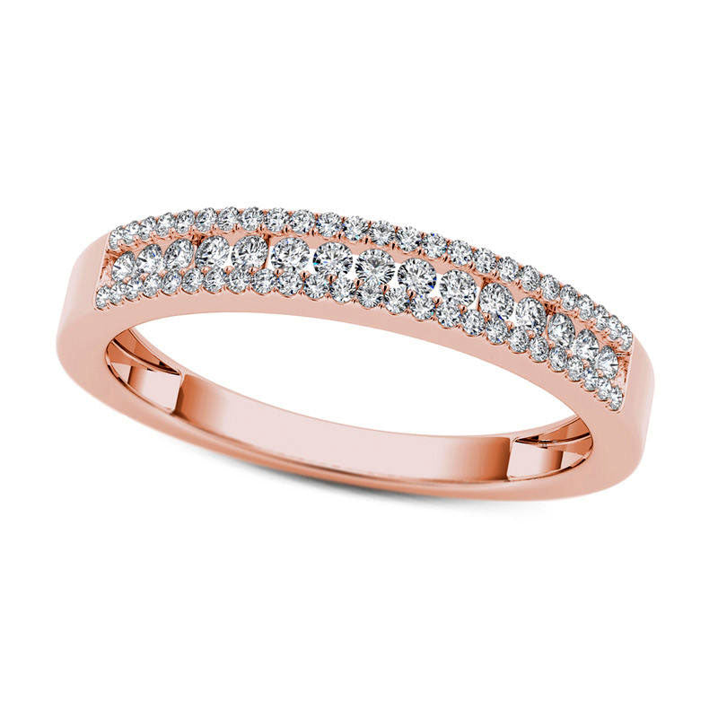 Image of ID 1 025 CT TW Natural Diamond Multi-Row Band in Solid 10K Rose Gold
