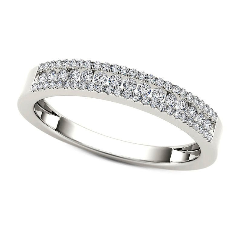 Image of ID 1 025 CT TW Natural Diamond Multi-Row Band in Solid 10K White Gold
