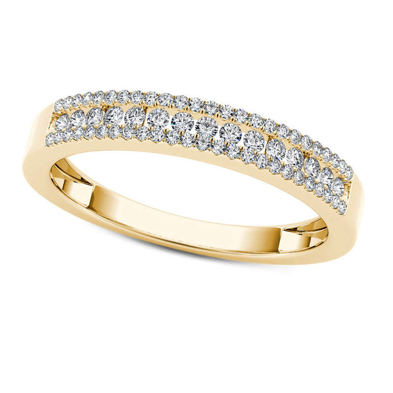 Image of ID 1 025 CT TW Natural Diamond Multi-Row Band in Solid 10K Yellow Gold