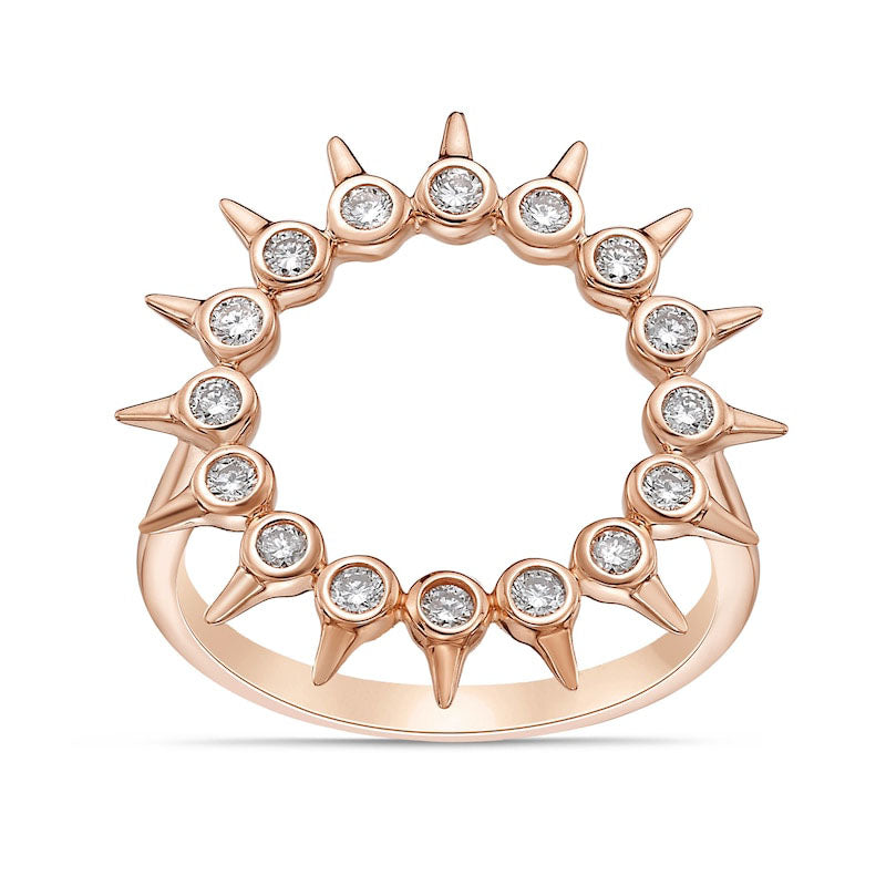 Image of ID 1 025 CT TW Natural Diamond Spikes Circle Ring in Solid 10K Rose Gold