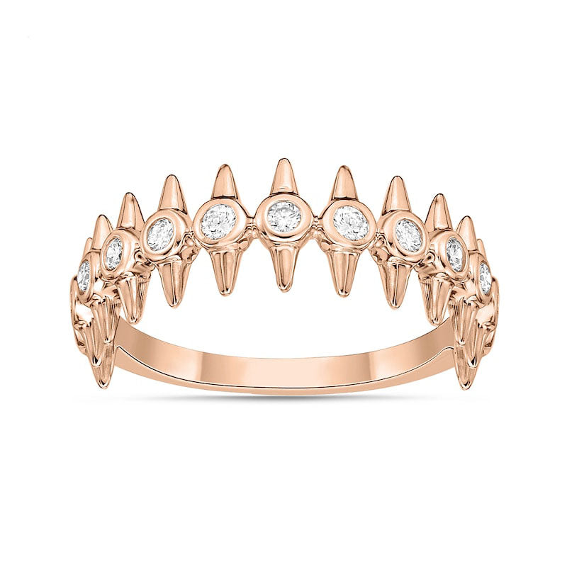 Image of ID 1 025 CT TW Natural Diamond Spikes Single Row Ring in Solid 10K Rose Gold