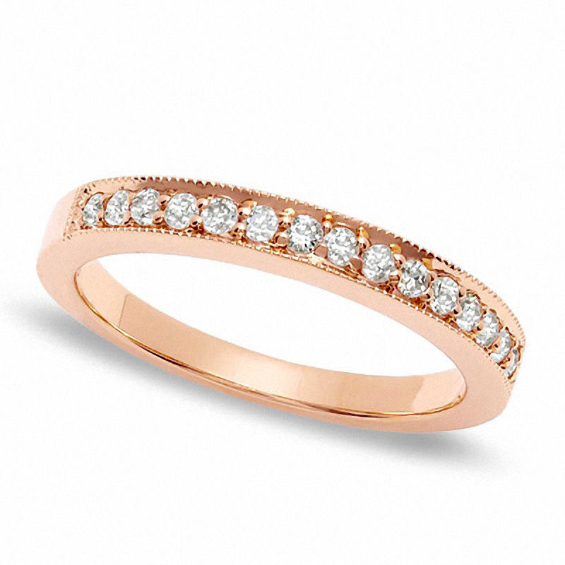 Image of ID 1 025 CT TW Natural Diamond Stackable Band in Solid 14K Rose Gold
