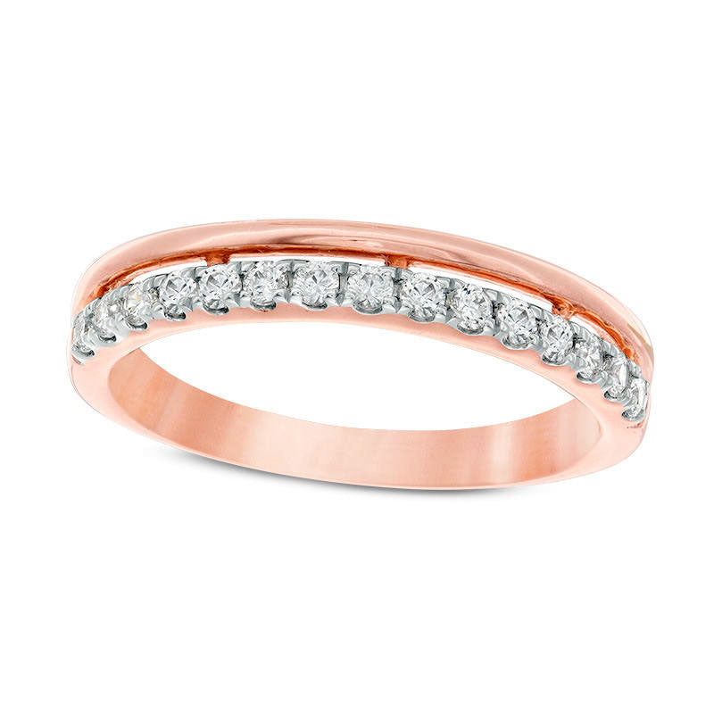 Image of ID 1 025 CT TW Natural Diamond Stacked Anniversary Band in Solid 10K Rose Gold