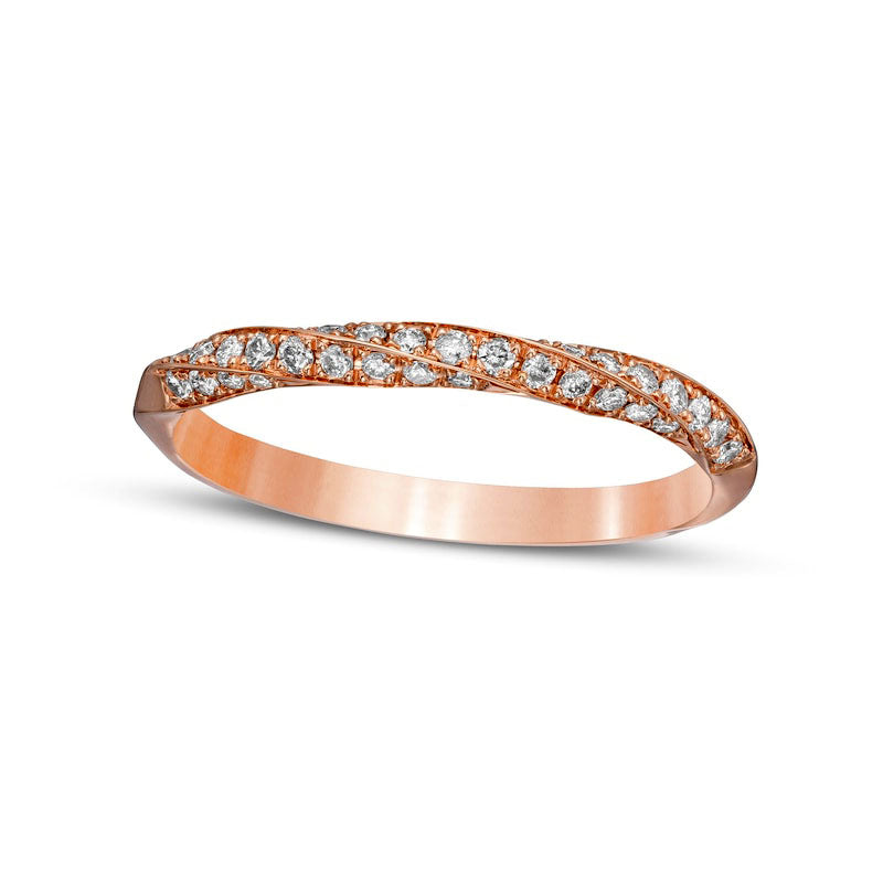 Image of ID 1 025 CT TW Natural Diamond Twist Stackable Anniversary Band in Solid 14K Rose Gold