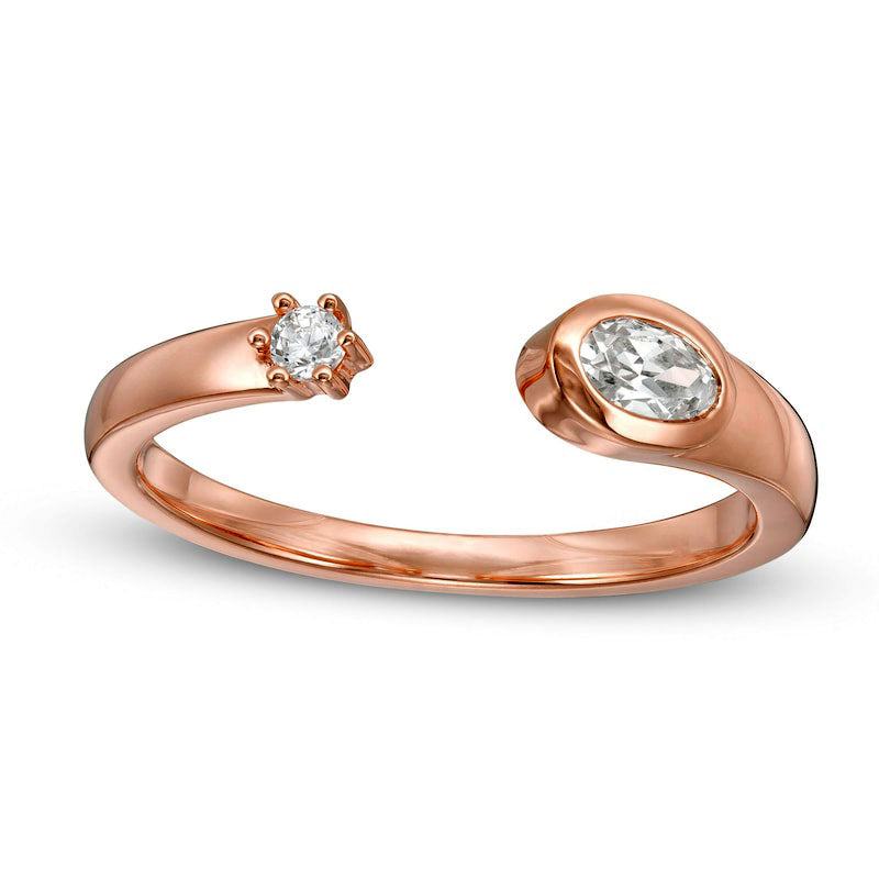 Image of ID 1 025 CT TW Oval-Shaped and Round Natural Diamond Open Shank Ring in Solid 10K Rose Gold
