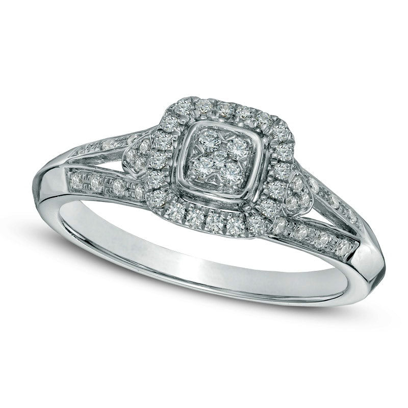 Image of ID 1 025 CT TW Quad Natural Diamond Frame Promise Ring in Sterling Silver