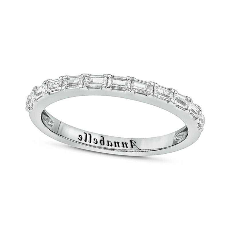 Image of ID 1 033 CT TW Baguette Natural Diamond Engravable Anniversary Band in Solid 10K White Gold (1 Line)