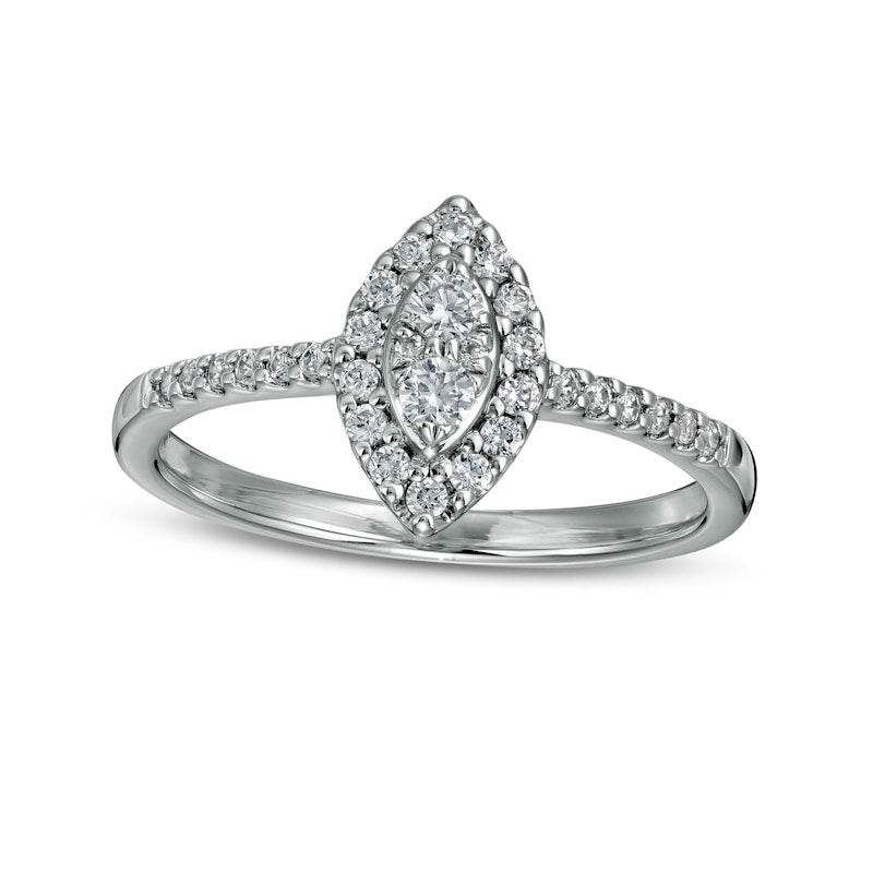 Image of ID 1 033 CT TW Composite Marquise-Shaped Natural Diamond Frame Engagement Ring in Solid 14K White Gold