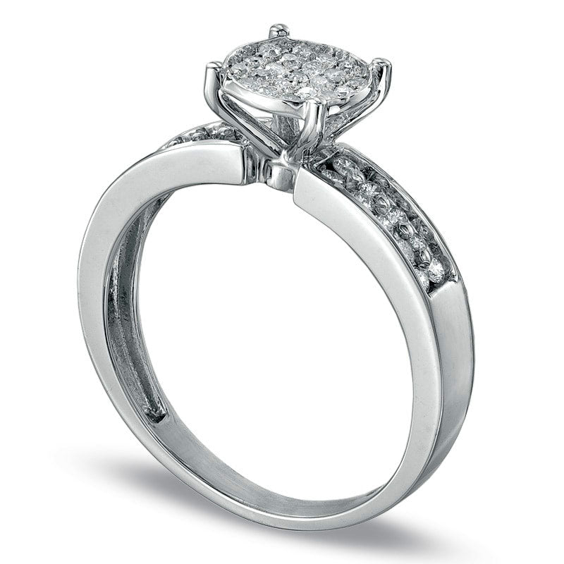 Image of ID 1 033 CT TW Composite Natural Diamond Engagement Ring in Solid 10K White Gold