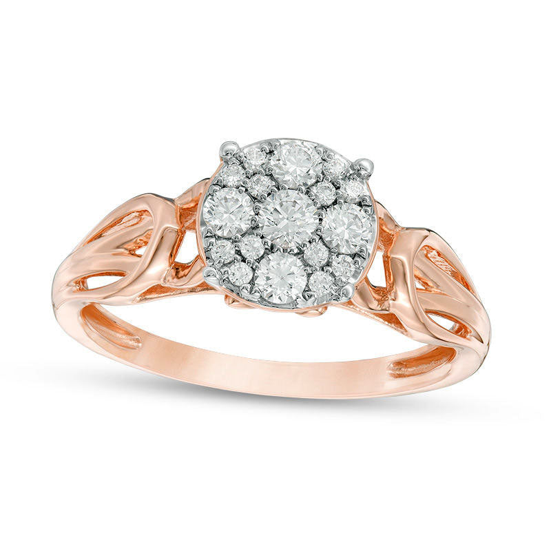 Image of ID 1 033 CT TW Composite Natural Diamond Loop Shank Engagement Ring in Solid 10K Rose Gold