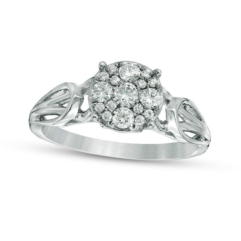 Image of ID 1 033 CT TW Composite Natural Diamond Loop Shank Engagement Ring in Solid 10K White Gold
