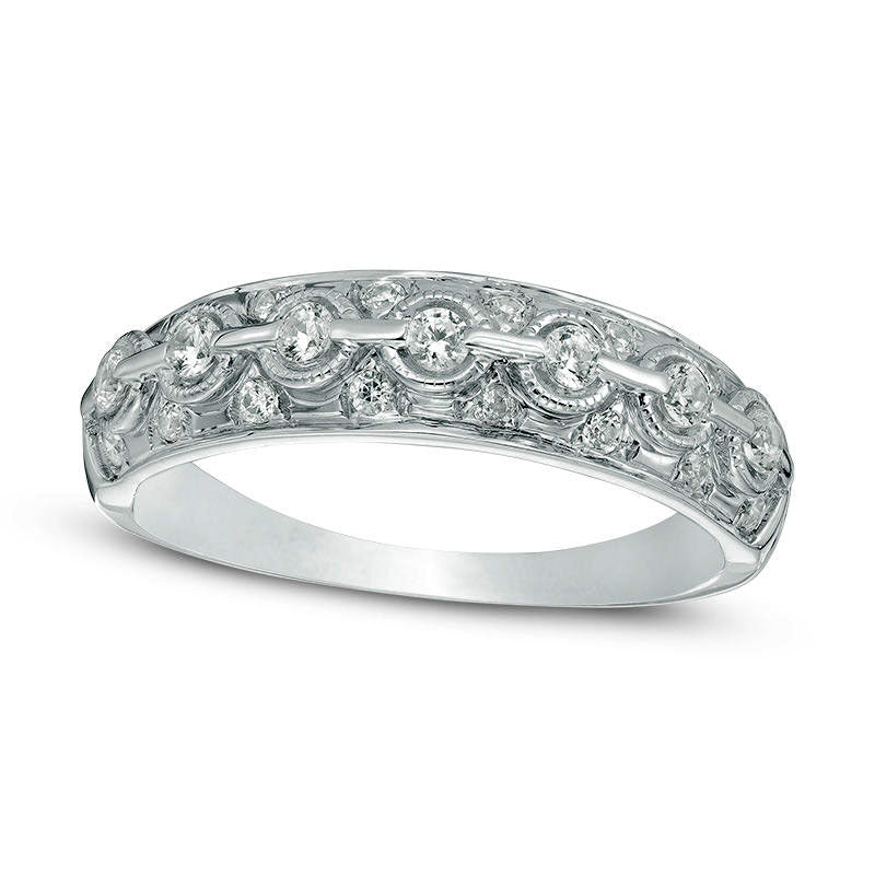Image of ID 1 033 CT TW Natural Diamond Antique Vintage-Style Anniversary Band in Solid 14K White Gold