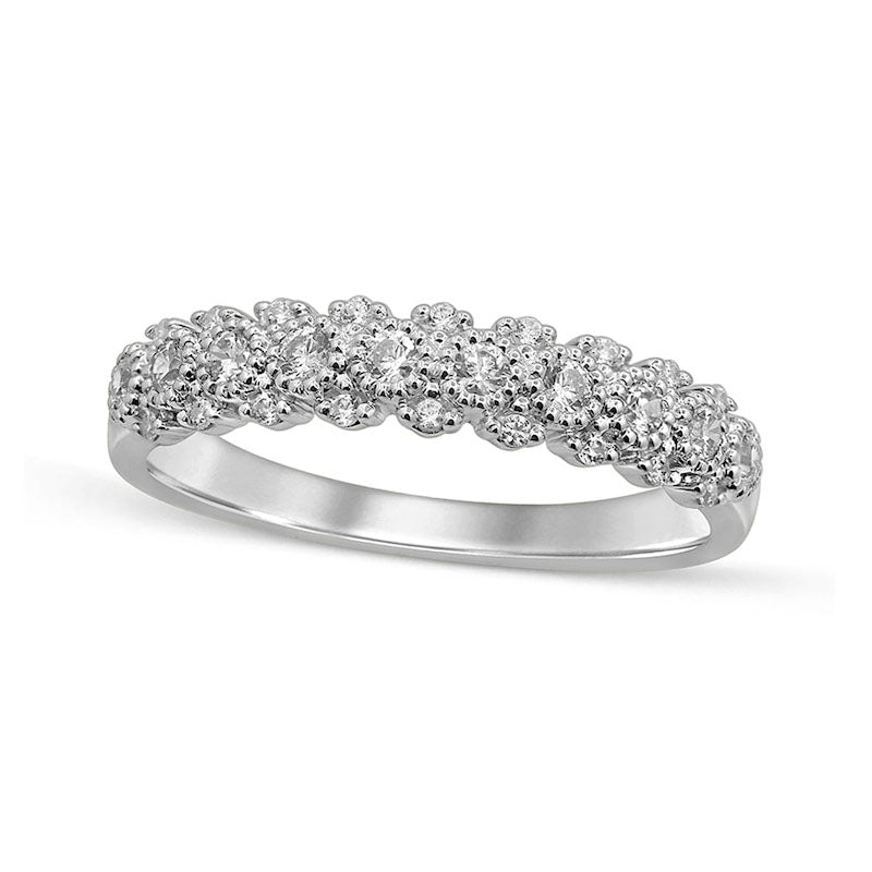 Image of ID 1 033 CT TW Natural Diamond Beaded Frames Anniversary Band in Solid 10K White Gold