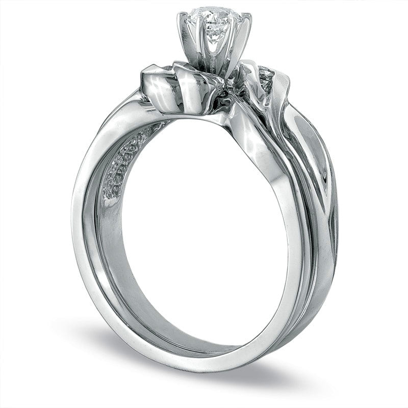 Image of ID 1 033 CT TW Natural Diamond Bridal Engagement Ring Set in Solid 10K White Gold