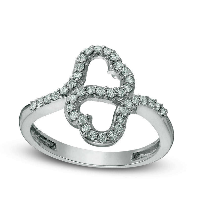 Image of ID 1 033 CT TW Natural Diamond Bypass Heart Ring in Sterling Silver