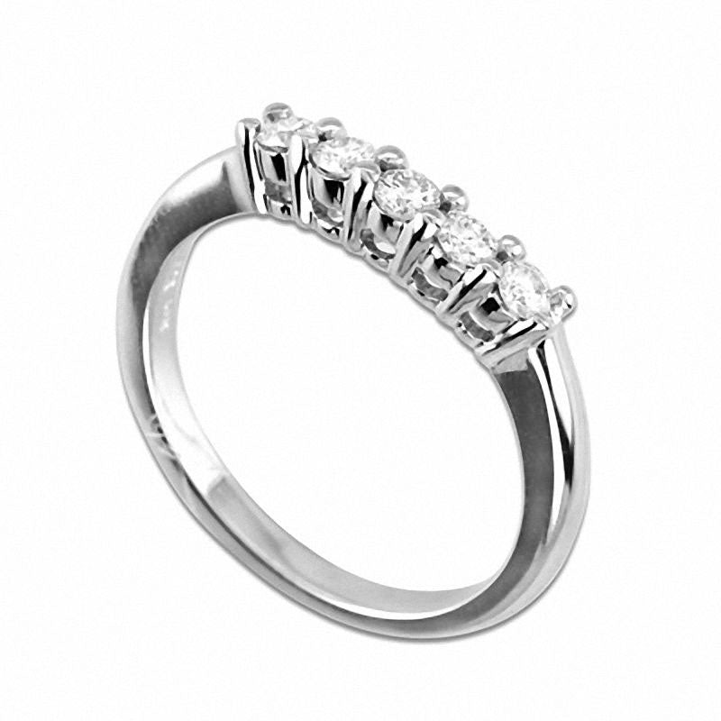 Image of ID 1 033 CT TW Natural Diamond Contour Anniversary Band in Solid 14K White Gold