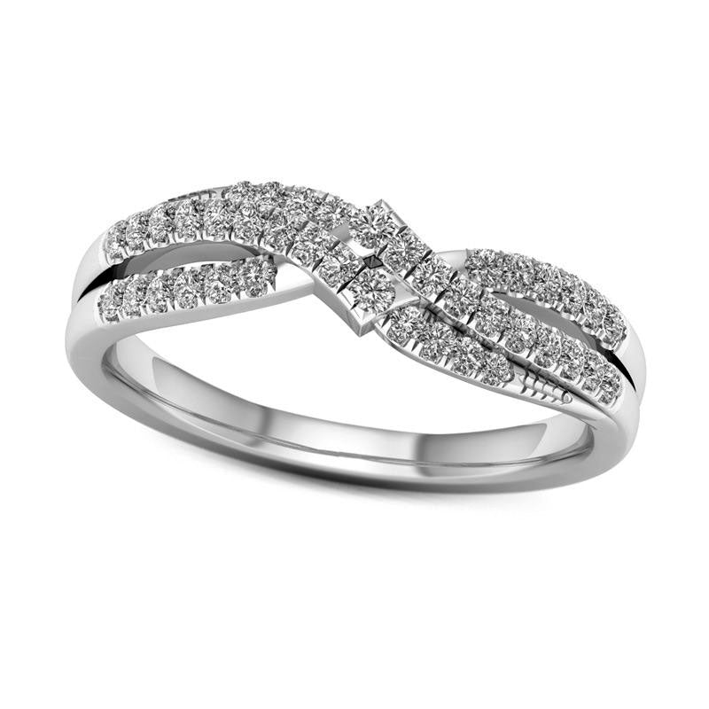Image of ID 1 033 CT TW Natural Diamond Crossover Anniversary Band in Solid 10K White Gold
