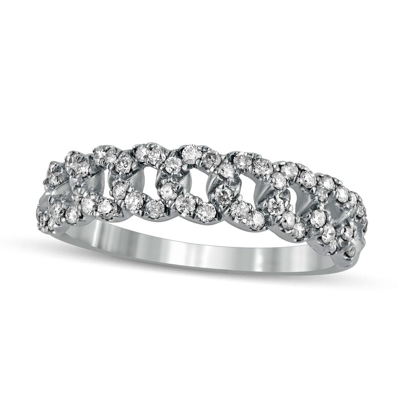 Image of ID 1 033 CT TW Natural Diamond Cuban Chain Link Anniversary Band in Solid 10K White Gold