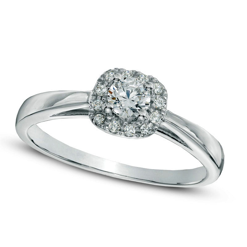 Image of ID 1 033 CT TW Natural Diamond Cushion Frame Engagement Ring in Solid 10K White Gold